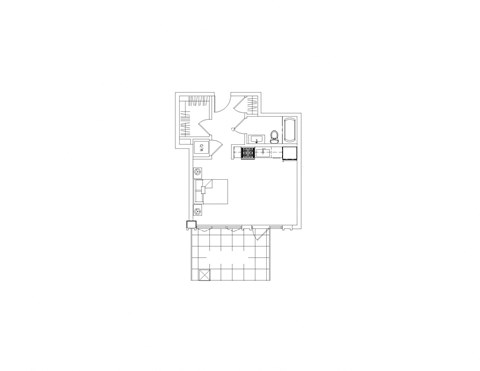 Floor plan for studio, 1 bath, 507 sqft